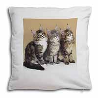 Cute Maine Coon Kittens Soft White Velvet Feel Scatter Cushion