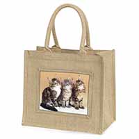 Cute Maine Coon Kittens Natural/Beige Jute Large Shopping Bag