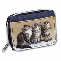 Cute Maine Coon Kittens Unisex Denim Purse Wallet