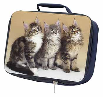 Cute Maine Coon Kittens Navy Insulated School Lunch Box/Picnic Bag