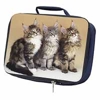 Cute Maine Coon Kittens Navy Insulated School Lunch Box/Picnic Bag