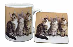 Cute Maine Coon Kittens Mug and Coaster Set
