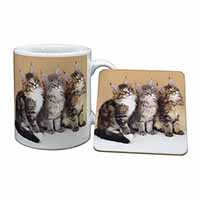 Cute Maine Coon Kittens Mug and Coaster Set