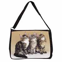 Cute Maine Coon Kittens Large Black Laptop Shoulder Bag School/College