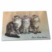 Large Glass Cutting Chopping Board Maine Coon Kittens 