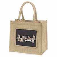 Bengal Kittens Posing for Camera Natural/Beige Jute Large Shopping Bag