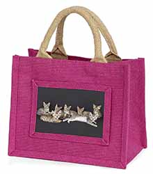 Bengal Kittens Posing for Camera Little Girls Small Pink Jute Shopping Bag