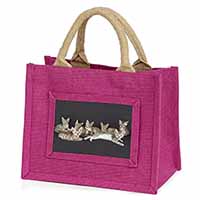 Bengal Kittens Posing for Camera Little Girls Small Pink Jute Shopping Bag