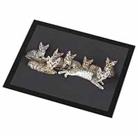 Bengal Kittens Posing for Camera Black Rim High Quality Glass Placemat