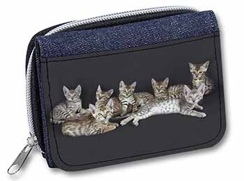 Bengal Kittens Posing for Camera Unisex Denim Purse Wallet