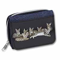 Bengal Kittens Posing for Camera Unisex Denim Purse Wallet