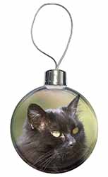Beautiful Fluffy Black Cat Christmas Bauble
