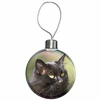 Beautiful Fluffy Black Cat Christmas Bauble