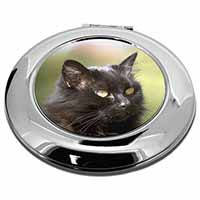 Beautiful Fluffy Black Cat Make-Up Round Compact Mirror