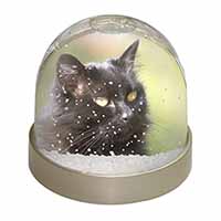 Beautiful Fluffy Black Cat Snow Globe Photo Waterball