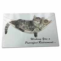 Large Glass Cutting Chopping Board Kittens on Hammock 