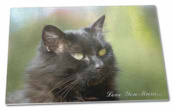 Large Glass Cutting Chopping Board Beautiful Black Cat 