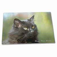 Large Glass Cutting Chopping Board Beautiful Black Cat 