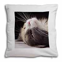 Cat in Ecstacy Soft White Velvet Feel Scatter Cushion