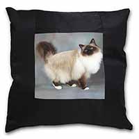 Gorgeous Birman Cat Black Satin Feel Scatter Cushion