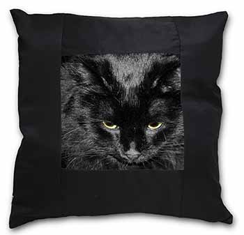 Gorgeous Black Cat Black Satin Feel Scatter Cushion