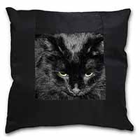 Gorgeous Black Cat Black Satin Feel Scatter Cushion