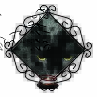 Gorgeous Black Cat Wrought Iron Wall Art Candle Holder