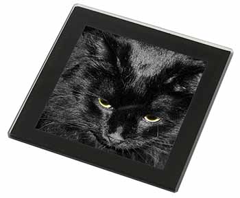 Gorgeous Black Cat Black Rim High Quality Glass Coaster