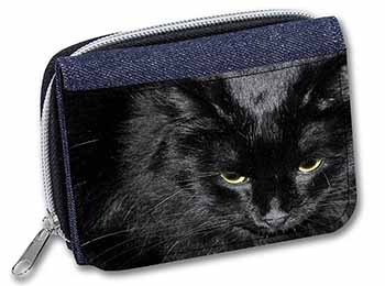 Gorgeous Black Cat Unisex Denim Purse Wallet