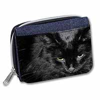 Gorgeous Black Cat Unisex Denim Purse Wallet