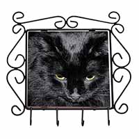 Gorgeous Black Cat Wrought Iron Key Holder Hooks