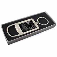 Gorgeous Black Cat Chrome Metal Bottle Opener Keyring in Box