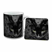 Gorgeous Black Cat Mug and Coaster Set