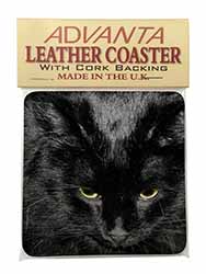 Gorgeous Black Cat Single Leather Photo Coaster