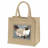 Gorgeous Birman Cat Natural/Beige Jute Large Shopping Bag