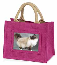 Gorgeous Birman Cat Little Girls Small Pink Jute Shopping Bag