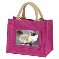 Gorgeous Birman Cat Little Girls Small Pink Jute Shopping Bag