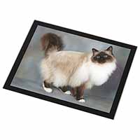 Gorgeous Birman Cat Black Rim High Quality Glass Placemat