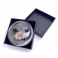 Gorgeous Birman Cat Glass Paperweight in Gift Box
