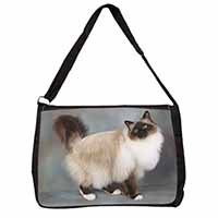 Gorgeous Birman Cat Large Black Laptop Shoulder Bag School/College