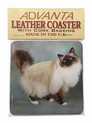 Gorgeous Birman Cat Single Leather Photo Coaster