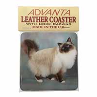 Gorgeous Birman Cat Single Leather Photo Coaster
