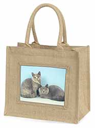 British Shorthair Cats Natural/Beige Jute Large Shopping Bag