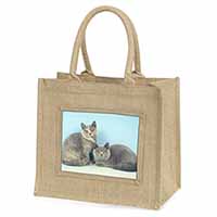 British Shorthair Cats Natural/Beige Jute Large Shopping Bag