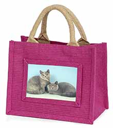 British Shorthair Cats Little Girls Small Pink Jute Shopping Bag