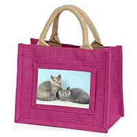 British Shorthair Cats Little Girls Small Pink Jute Shopping Bag