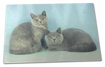 Large Glass Cutting Chopping Board British Shorthair Cats