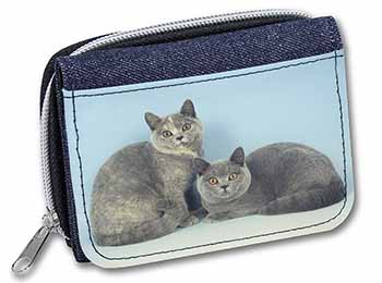 British Shorthair Cats Unisex Denim Purse Wallet