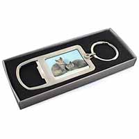 British Shorthair Cats Chrome Metal Bottle Opener Keyring in Box