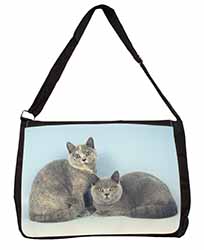 British Shorthair Cats Large Black Laptop Shoulder Bag School/College